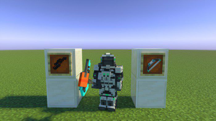 Kiborg aslahalar mod – Minecraft 1.20 uchun yangi kiborg zirh va qurollar